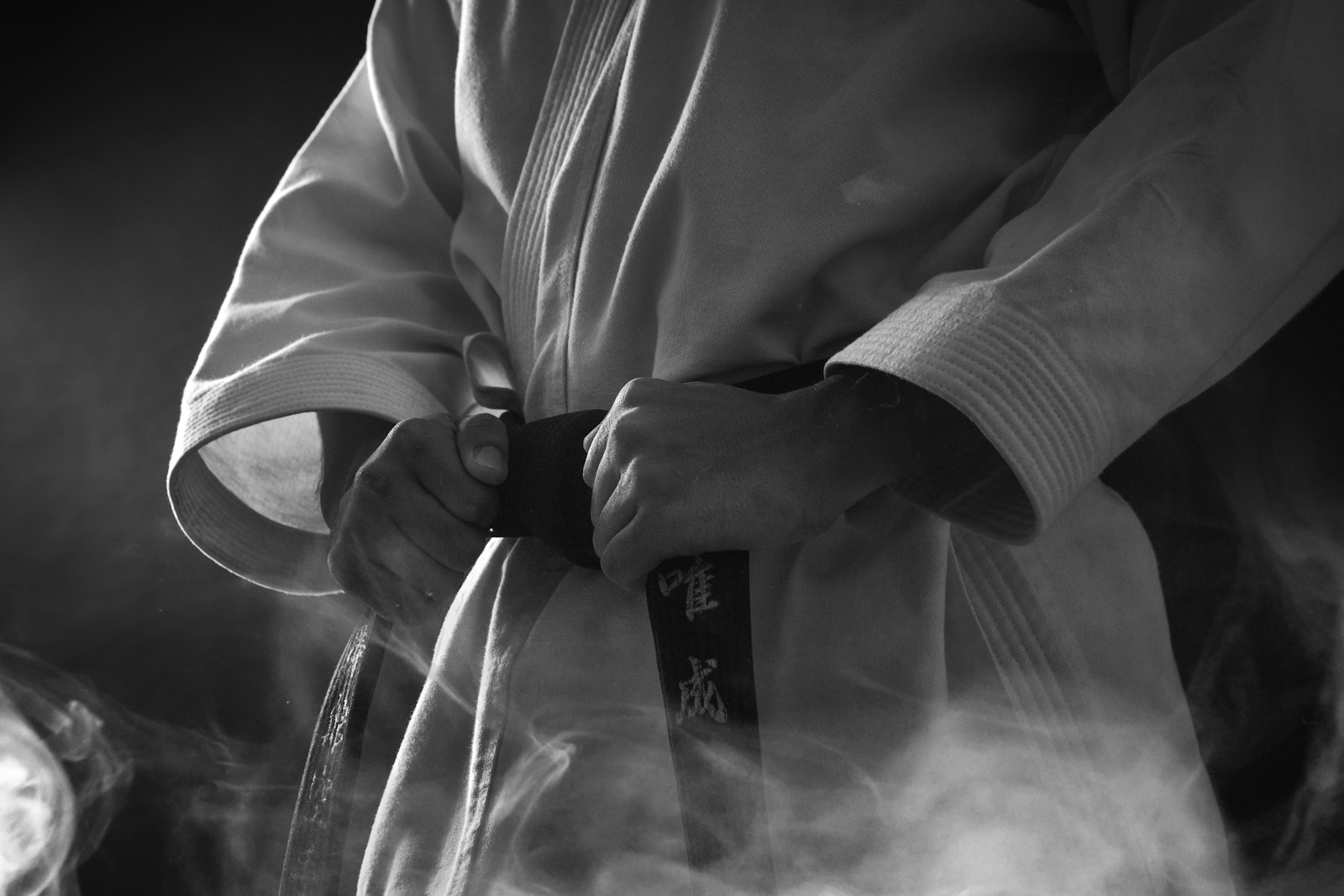 Folded karate belts ready for belt testing