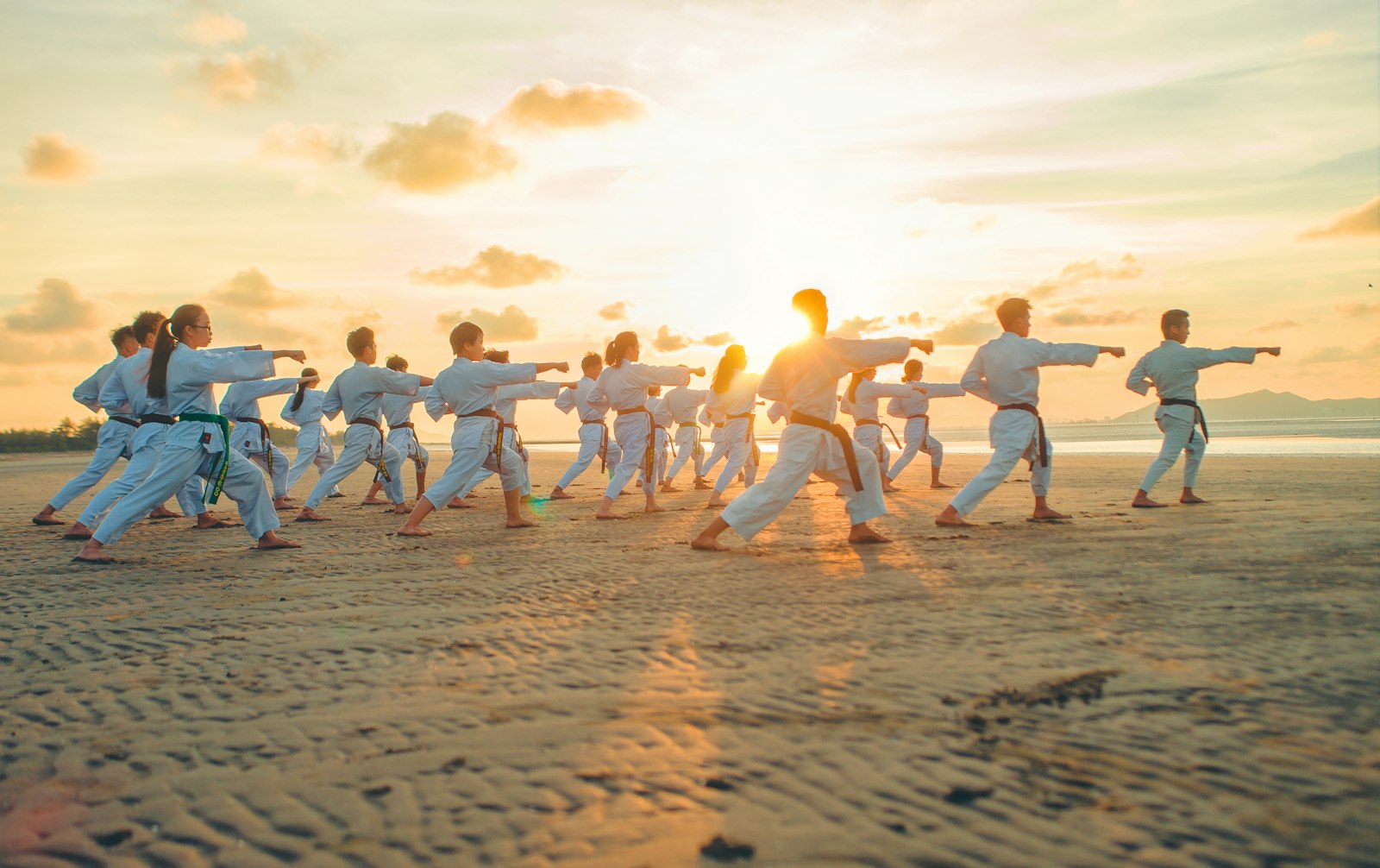 Children in a martial arts class